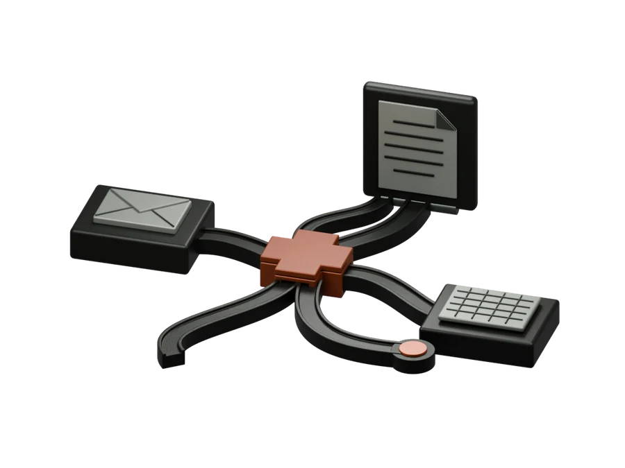 Connected graphite channels, a rust junction, document, envelope and articulated control.